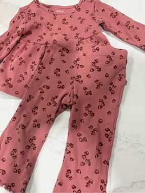 Carter's Dusty Pink Ribbed Heart Two-Piece Set